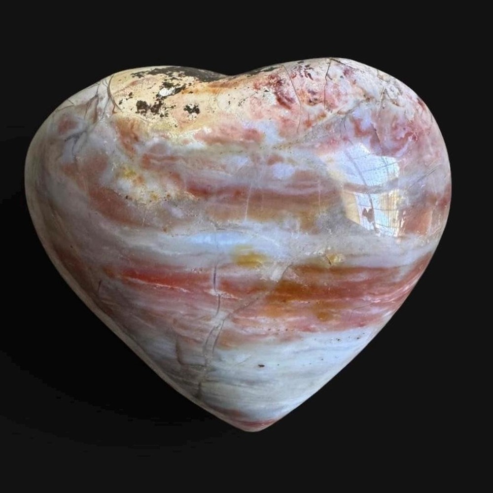 Natural Ocean Jasper Heart Palm Carving